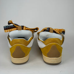 Lanvin White/Yellow Curb Sneakers Size 44