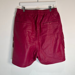 Rick Owens EDFU SS/23 Fuchsia Cargo Bela Leather Shorts Size L