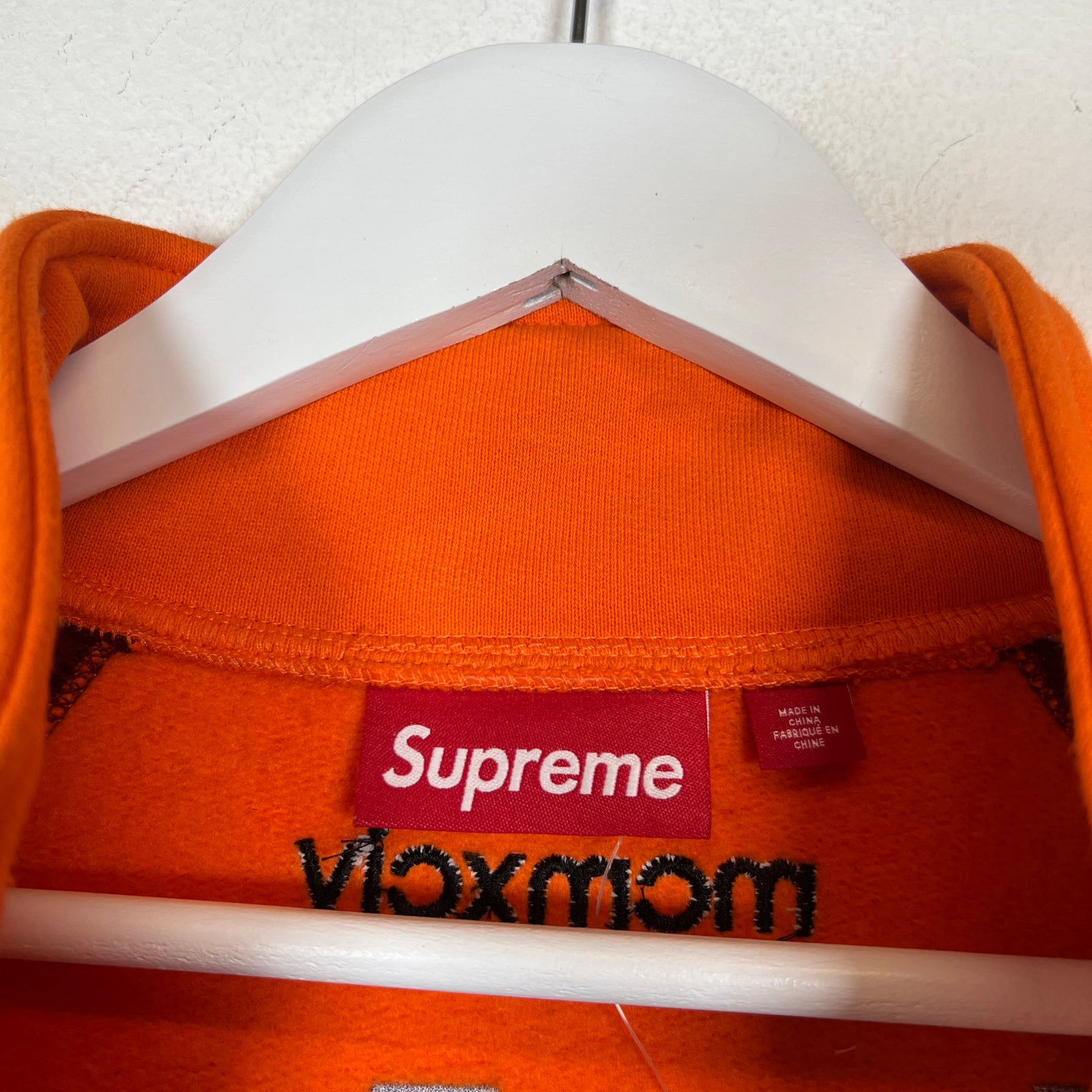 Supreme Orange/Burgundy Equipe Half Zip Sweatshirt Size S