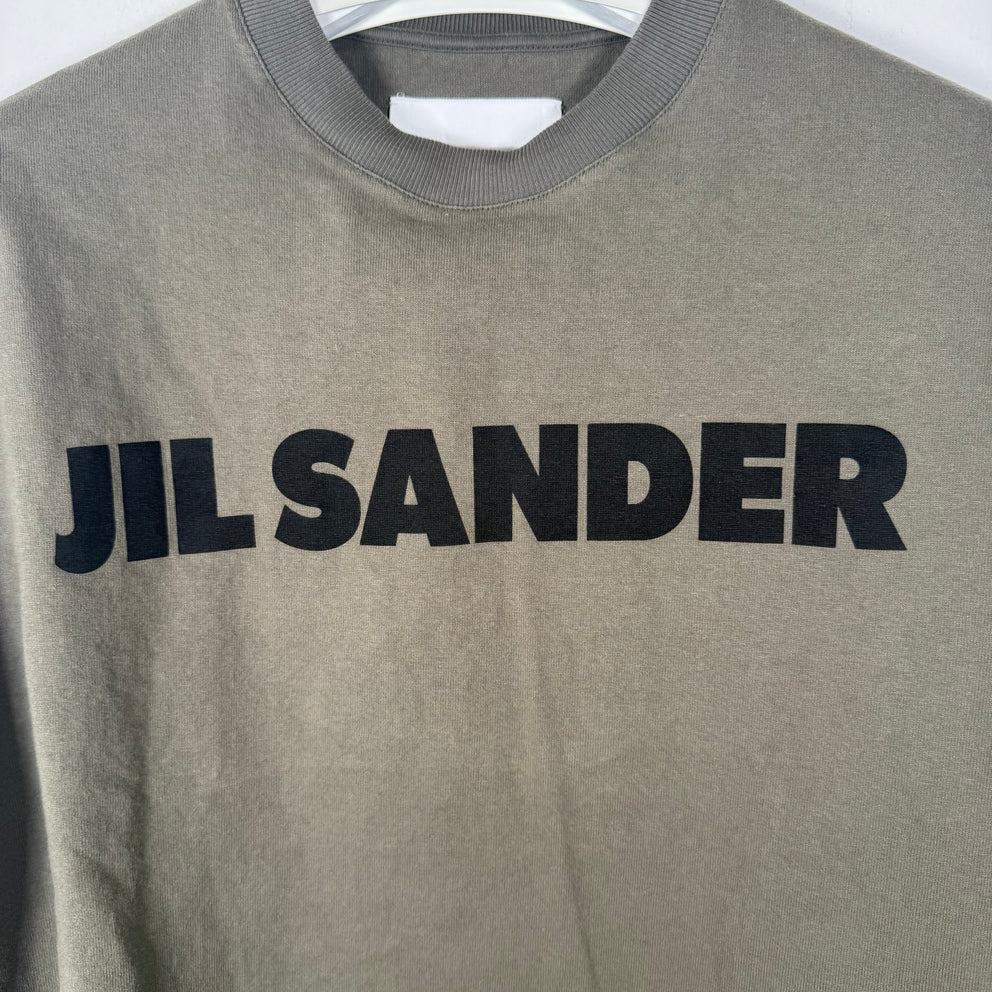 Jil Sander Olive Logo Long-Sleeve T-Shirt Size S