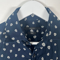 Gucci All Over Logo Print Button-Up Shirt Size M