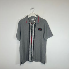Burberry Grey Monogram Stipe Polo Size L