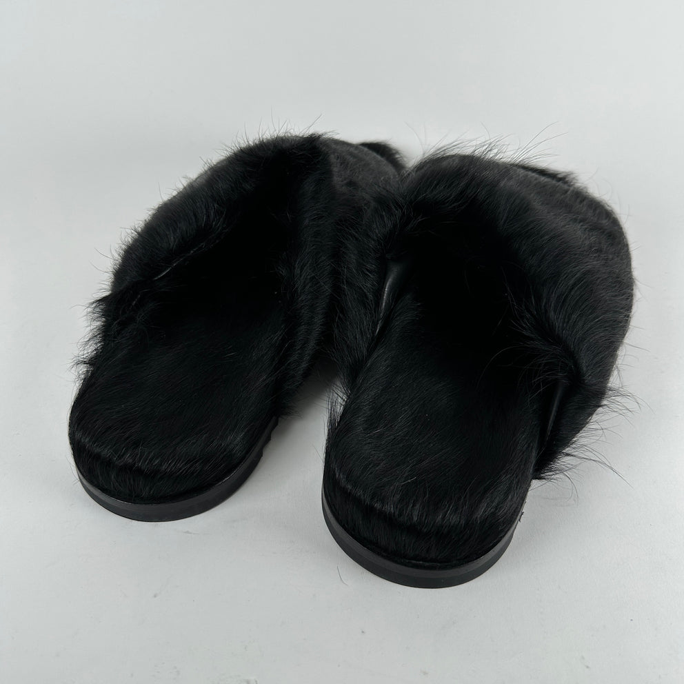 Rick Owens Ponyhair Fur Granolas Slip Ons Size 44