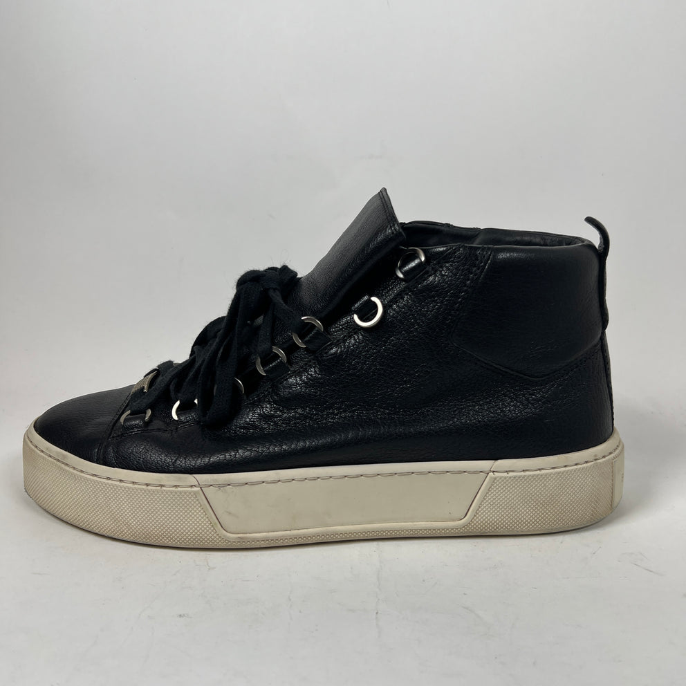 Balenciaga Black Lambskin Arena Sneaker Size 42