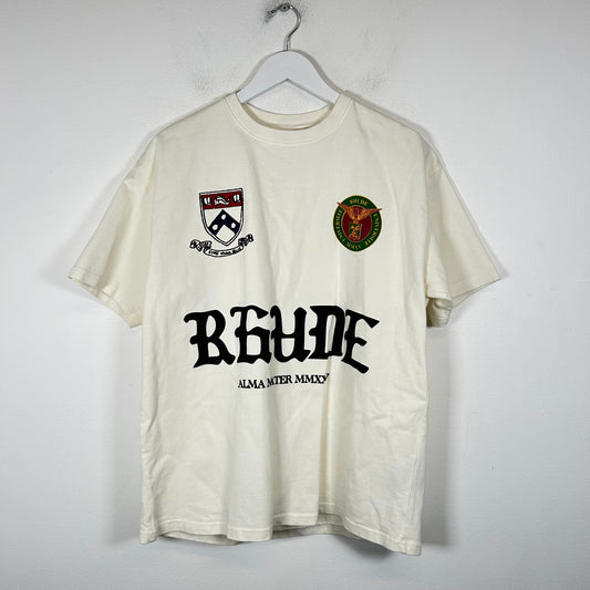 Rhude White Alma Mater Logo T-Shirt Size S