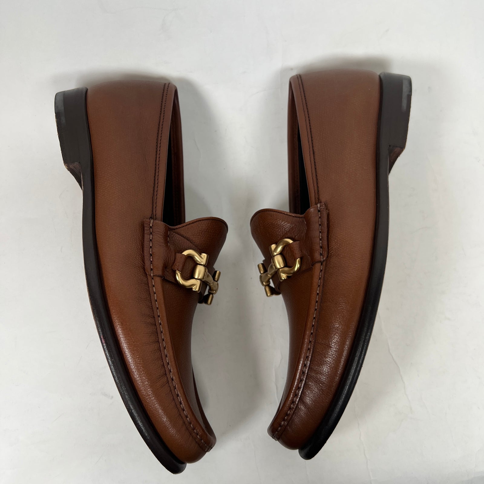 Salvatore Ferragamo Brown Leather Mason Loafers Size 8.5