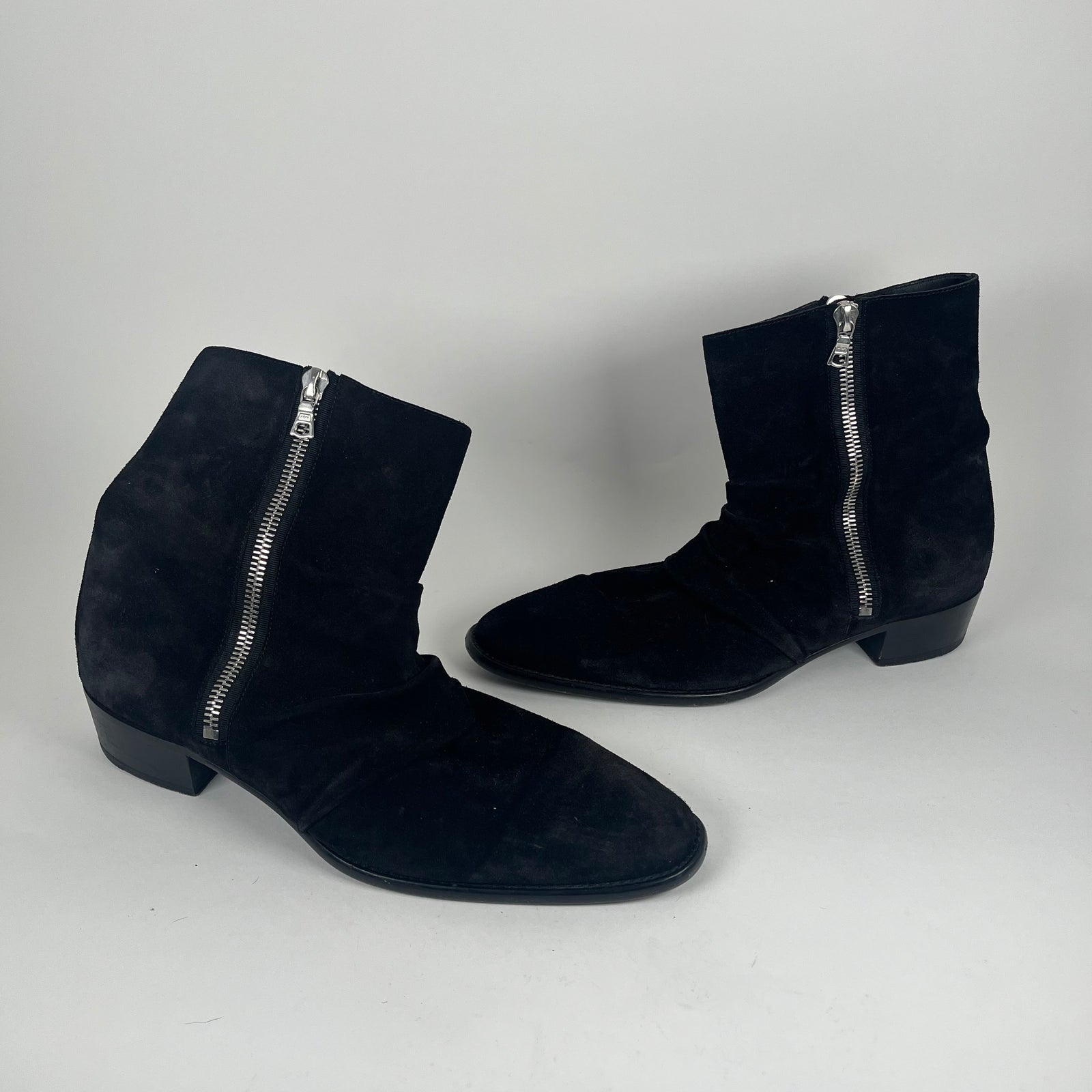 Amiri Folded Zipper Black Suede Boots Size 13