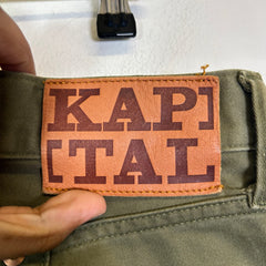 Kapital Olive Okagilly Mexican Tuxedo Bone Chino Pants Size 34