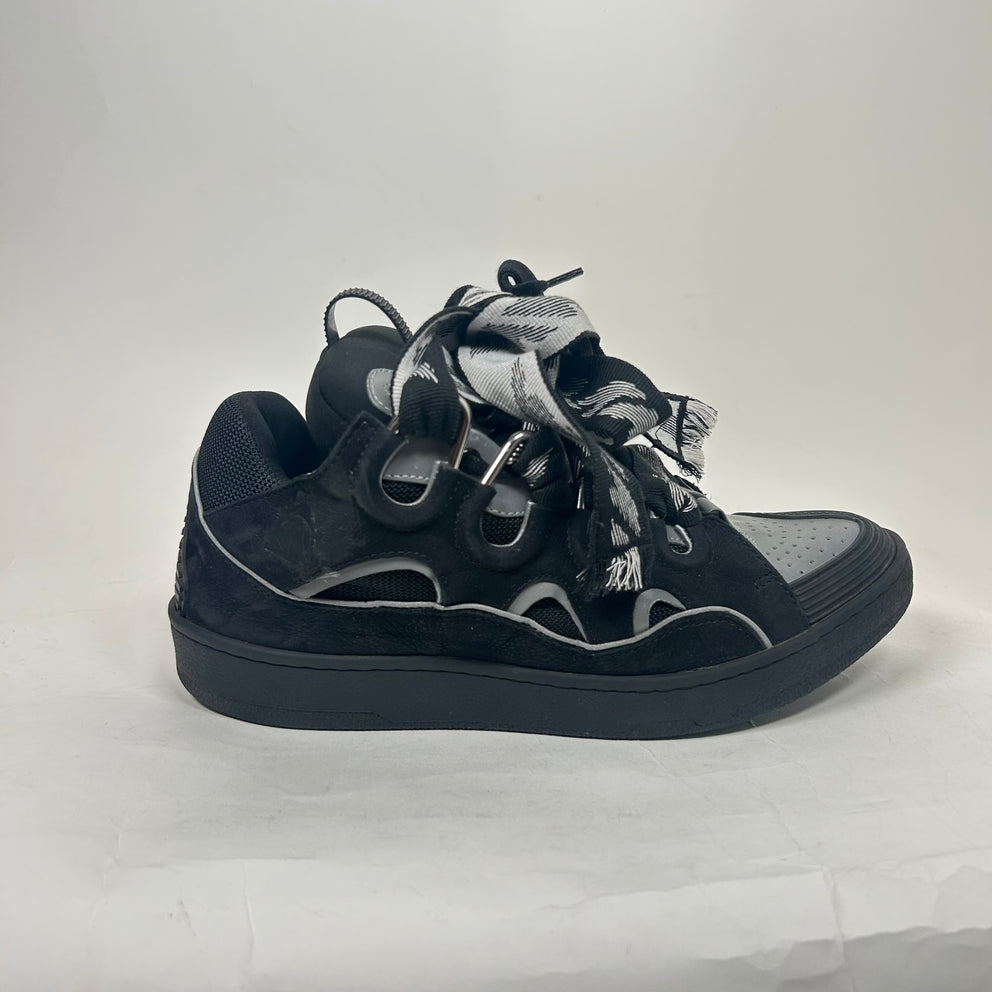 Lanvin Black Reflective Curb Sneakers Size 42