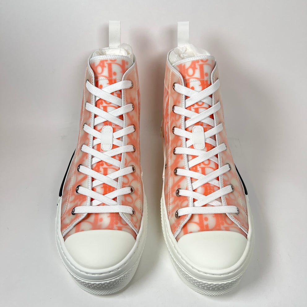 Dior B23 Orange Oblique High-Top Sneaker Size 43