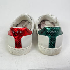 Gucci White Embroidered Snake Ace Lowtop Sneakers