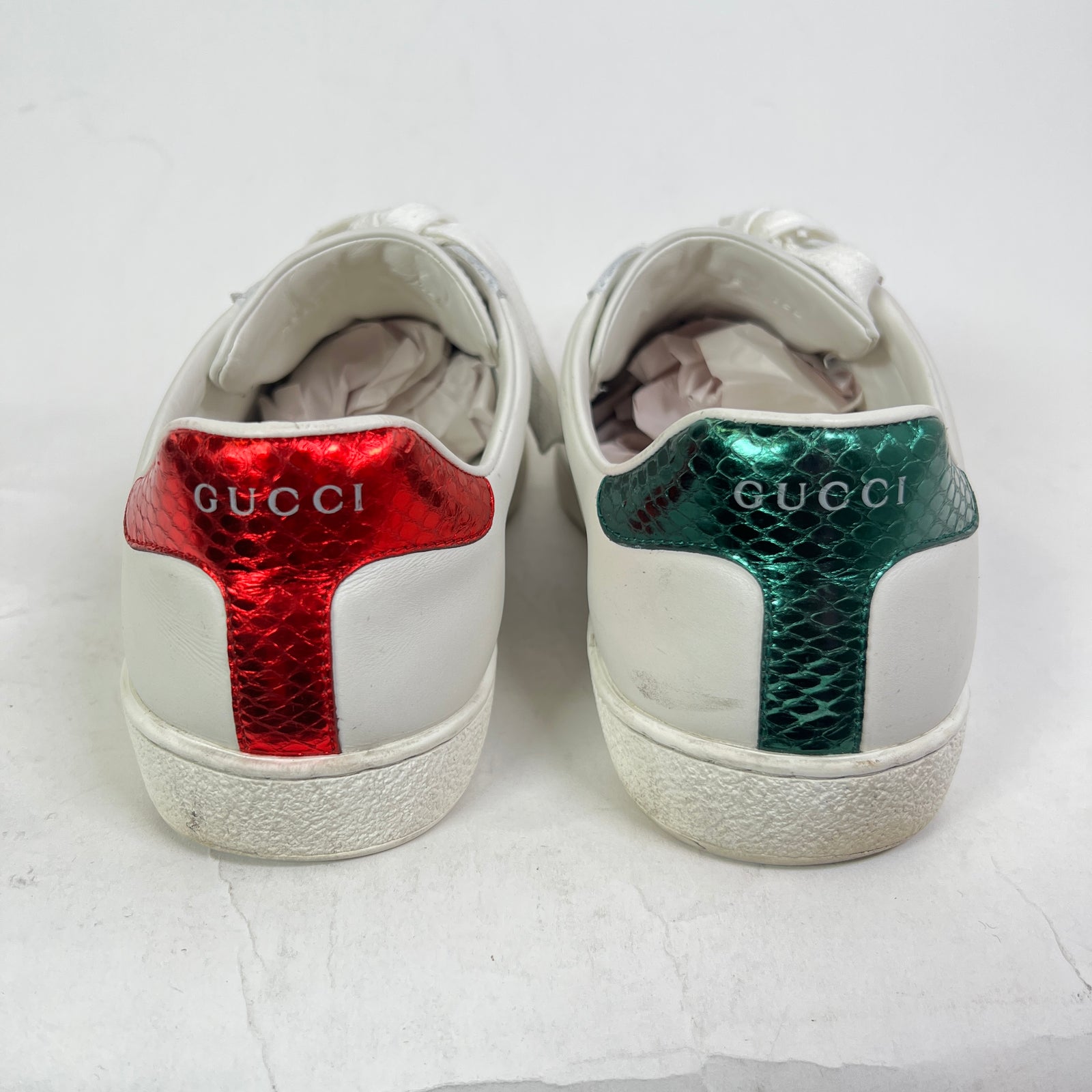 Gucci White Embroidered Snake Ace Lowtop Sneakers