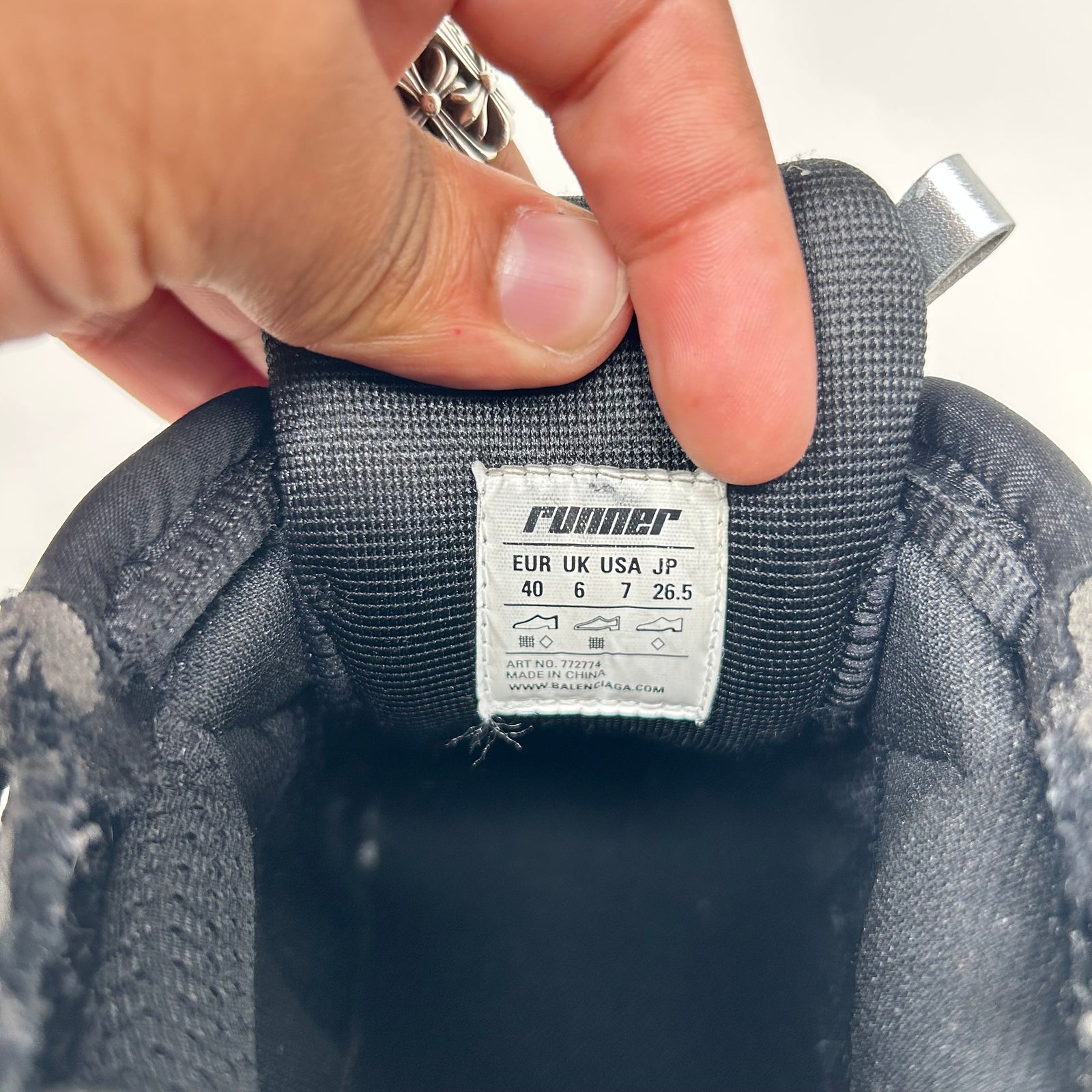 Balenciaga Black/Silver Mesh Runners Size 40
