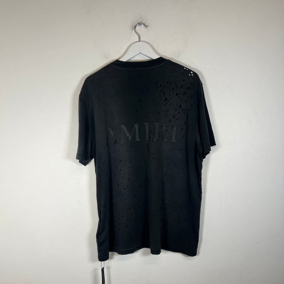 Amiri Black Distressed Logo T-Shirt Size L