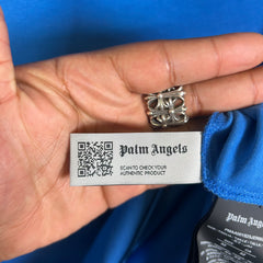 Palm Angels Blue Flame Neck Logo T-Shirt