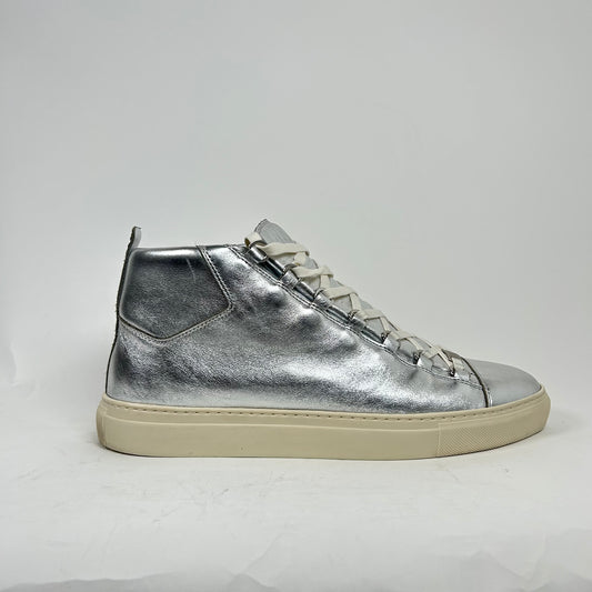 Balenciaga Silver Arena High Top Sneaker Size 44