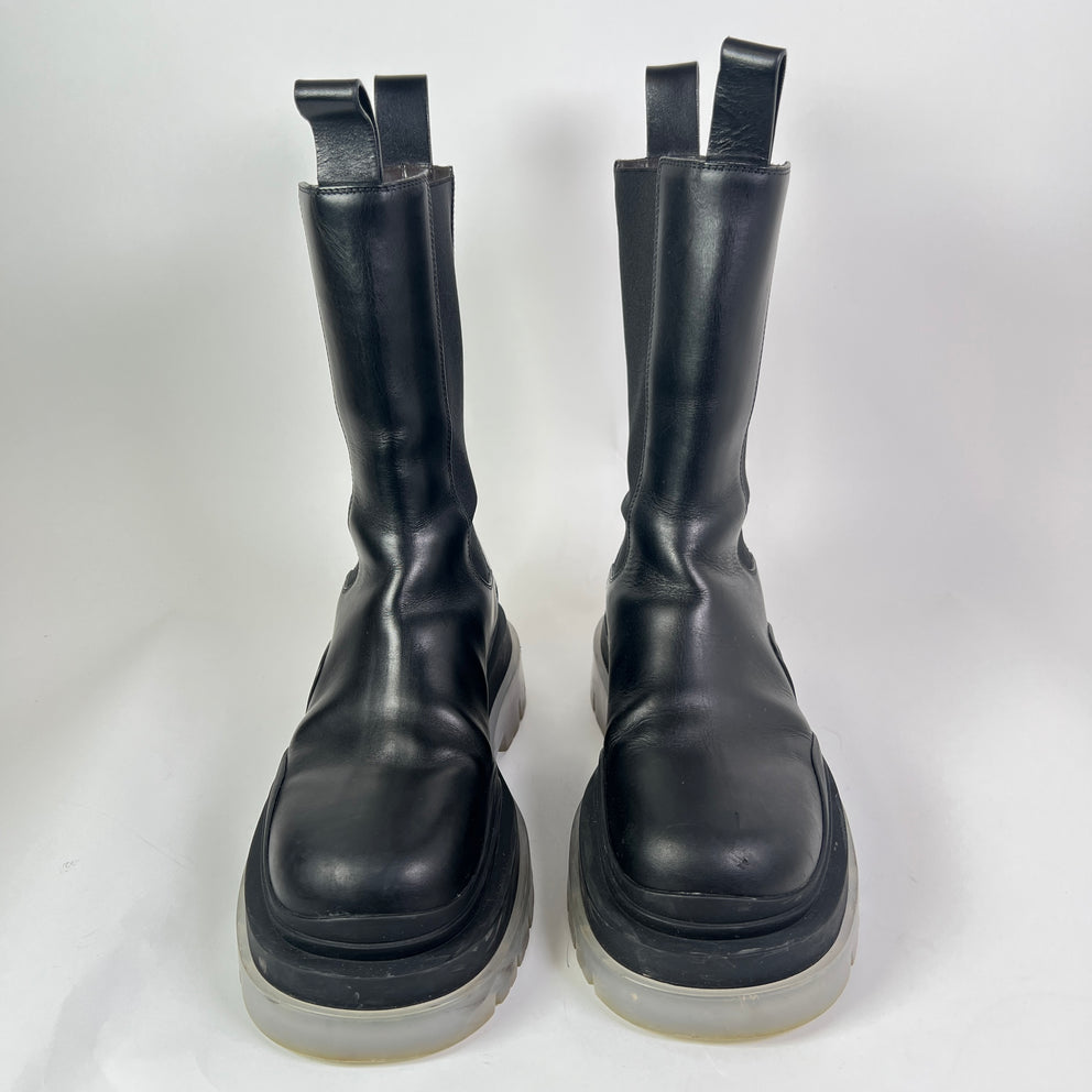Bottega Veneta Clear Sole Leather Tire Boots