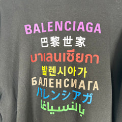 Balenciaga Black Languages Medium Fit Hoodie Size L