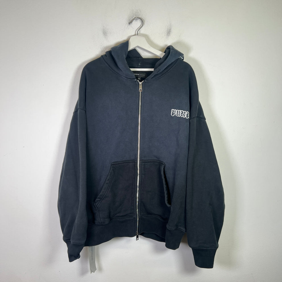 Purple Brand Gothic Print Zip-Up Hoodie
