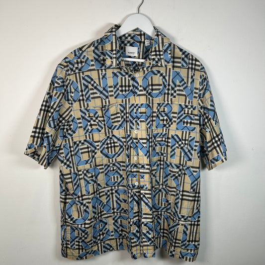 Burberry Logo Plaid Button-Up Shirt Size XL