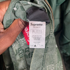 Supreme Green Reversible Dimensions Logo Denim Work Jacket Size S