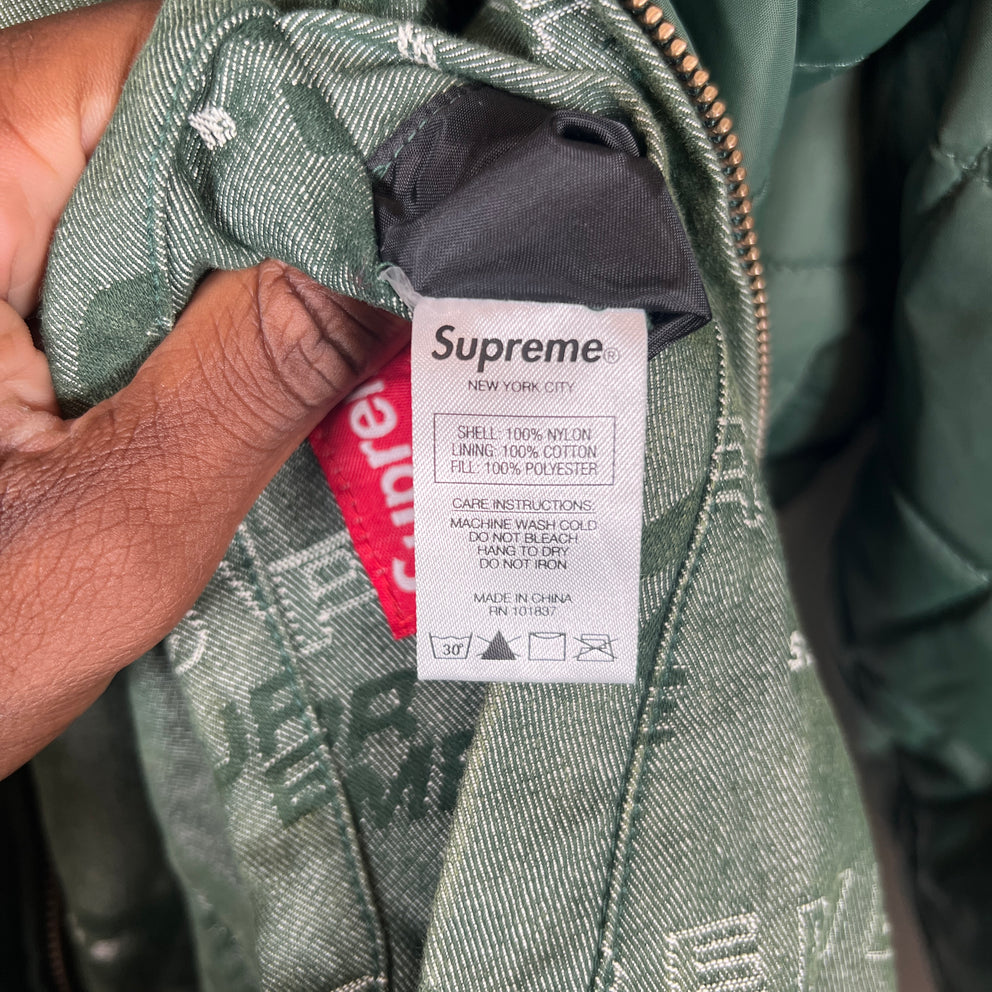 Supreme Green Reversible Dimensions Logo Denim Work Jacket Size S