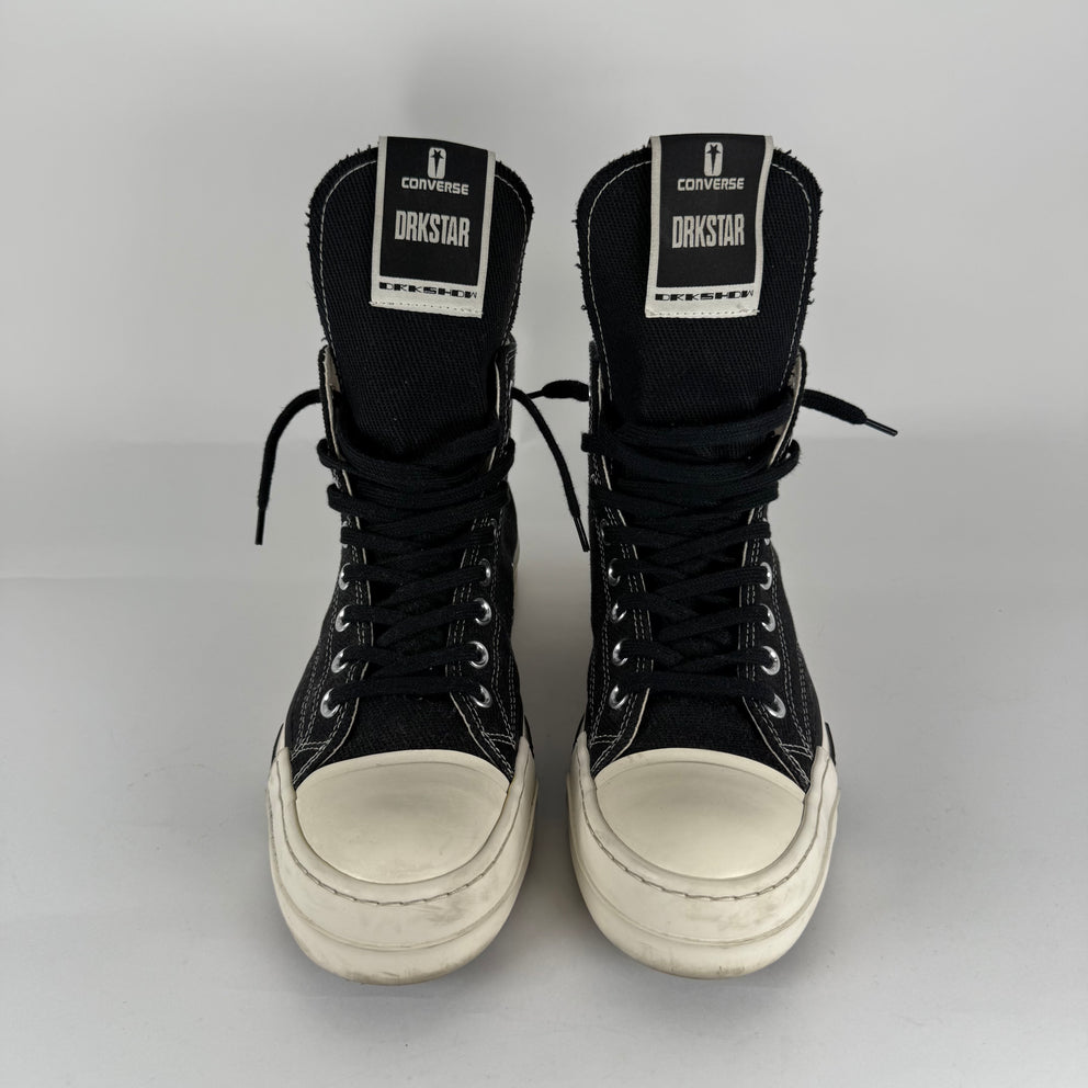 Rick Owens DrkShdw 'Drkstar' Black Hightop Converse Size 9
