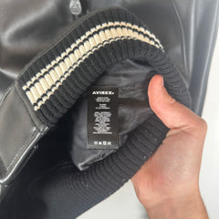Avirex Black Icon Leather Jacket Size M