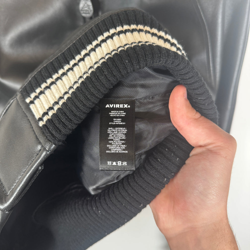 Avirex Black Icon Leather Jacket Size M