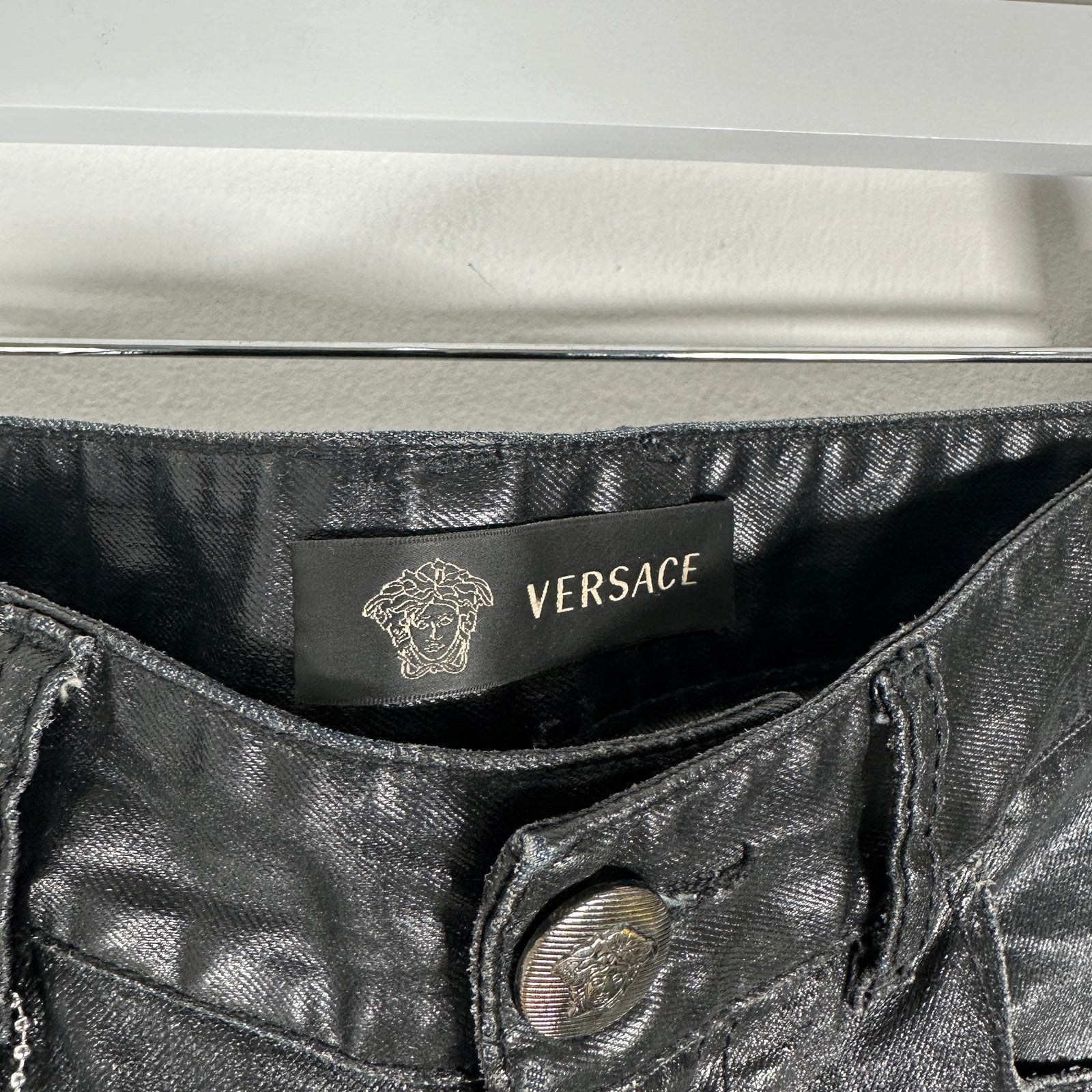 Versace Waxed Black Jeans Size 32