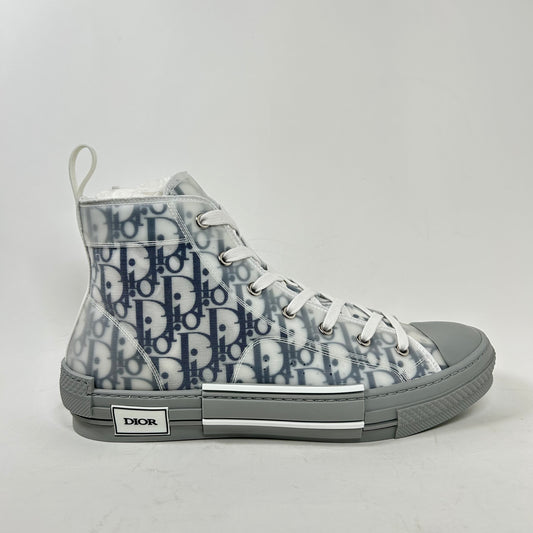 Dior B23 Blue/Grey Oblique Transparent High Top Sneaker Size 45