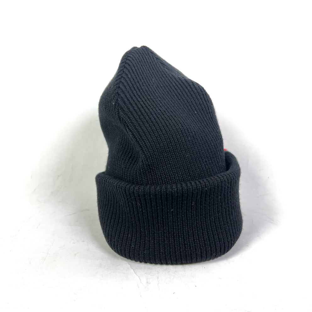 Gucci Black Web Stripe Wool Ribbed Beanie