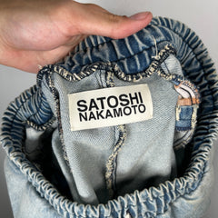 Satoshi Nakakamoto Denim Moto Shorts Size L