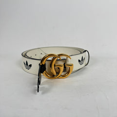 Gucci x Adidas White Leather Belt Size 85