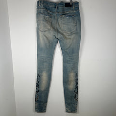 Amiri Lightwash Bandana Flame Jeans Size 38