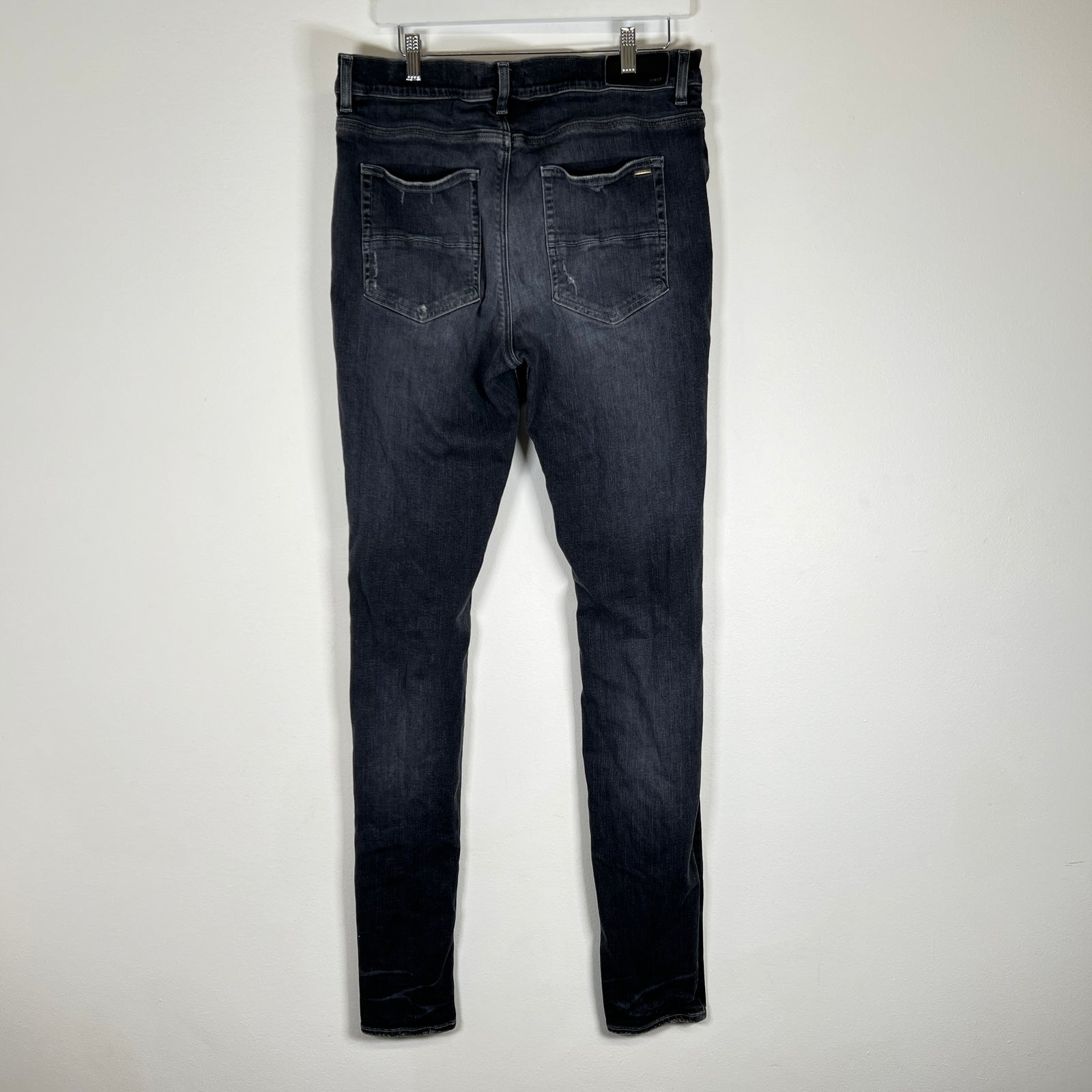 Amiri MX1 Grey Wash Black Leather Size 38