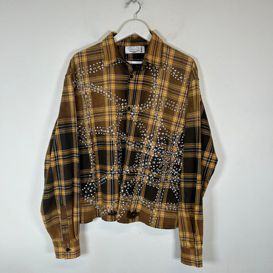 Vale Yellow/Brown Forever Rhinestone Flannel Size L