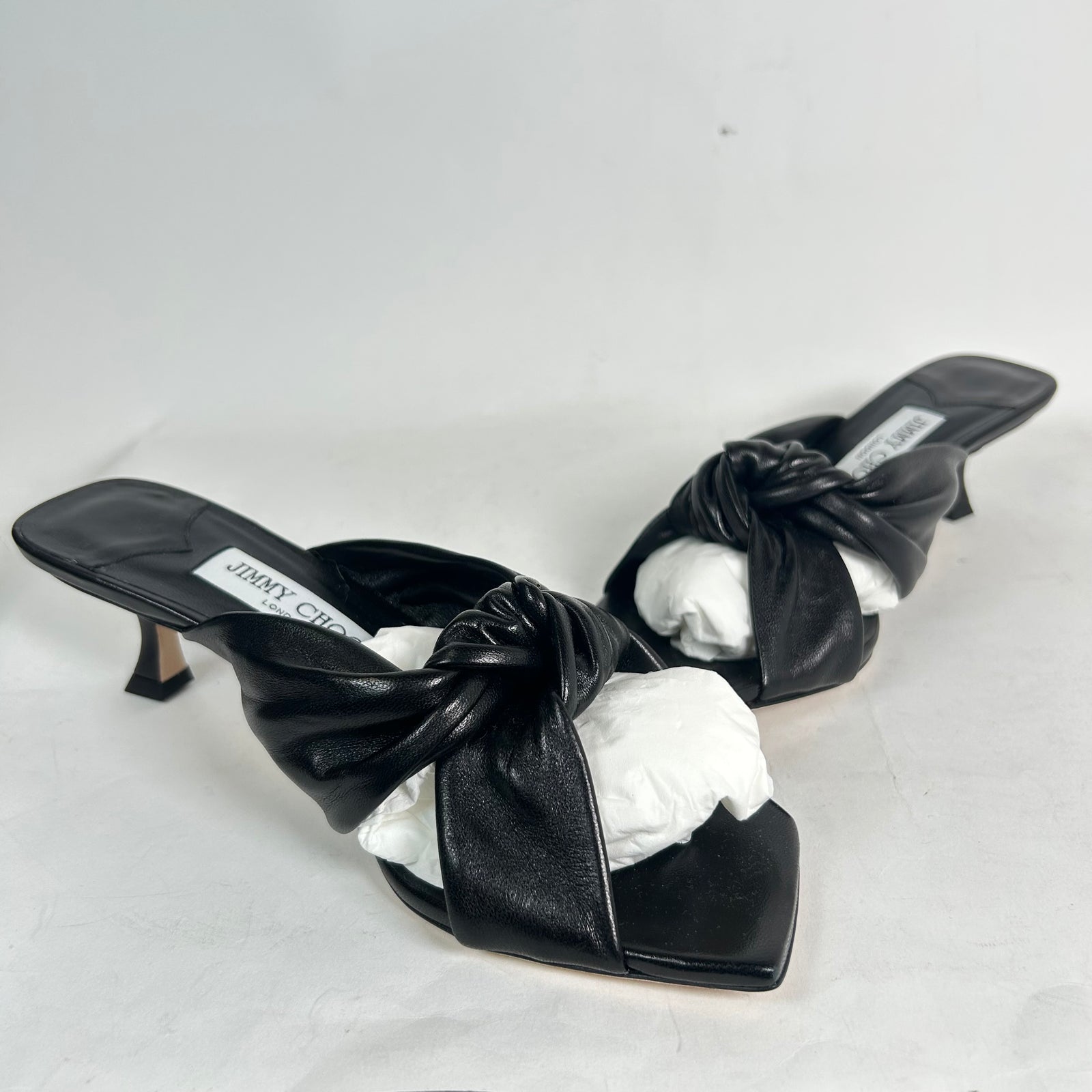 Jimmy Choo Black 85 Avenue Leather Sandal Size 38.5