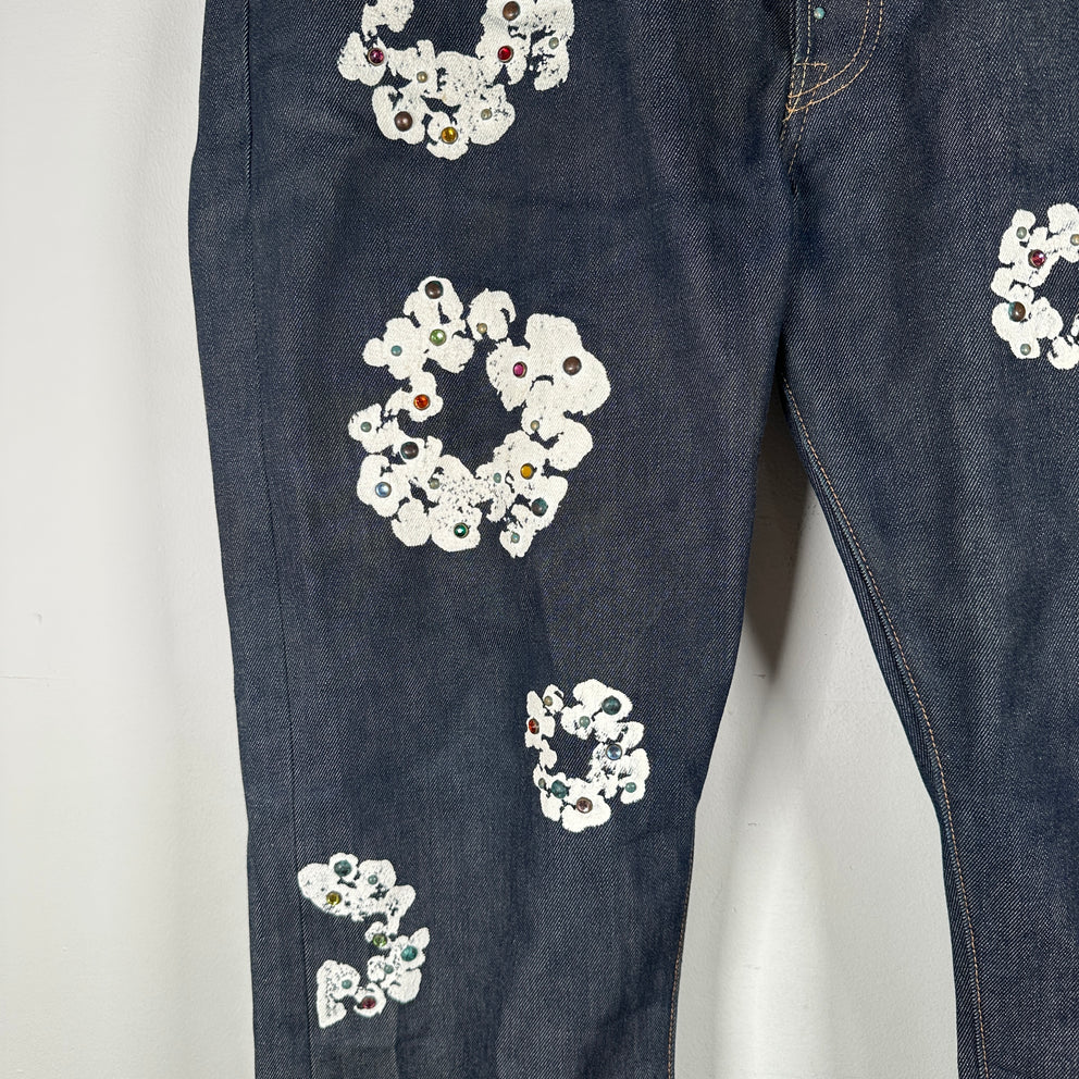 Denim Tears Rhinestone Raw Denim Wreath Jeans Size 38