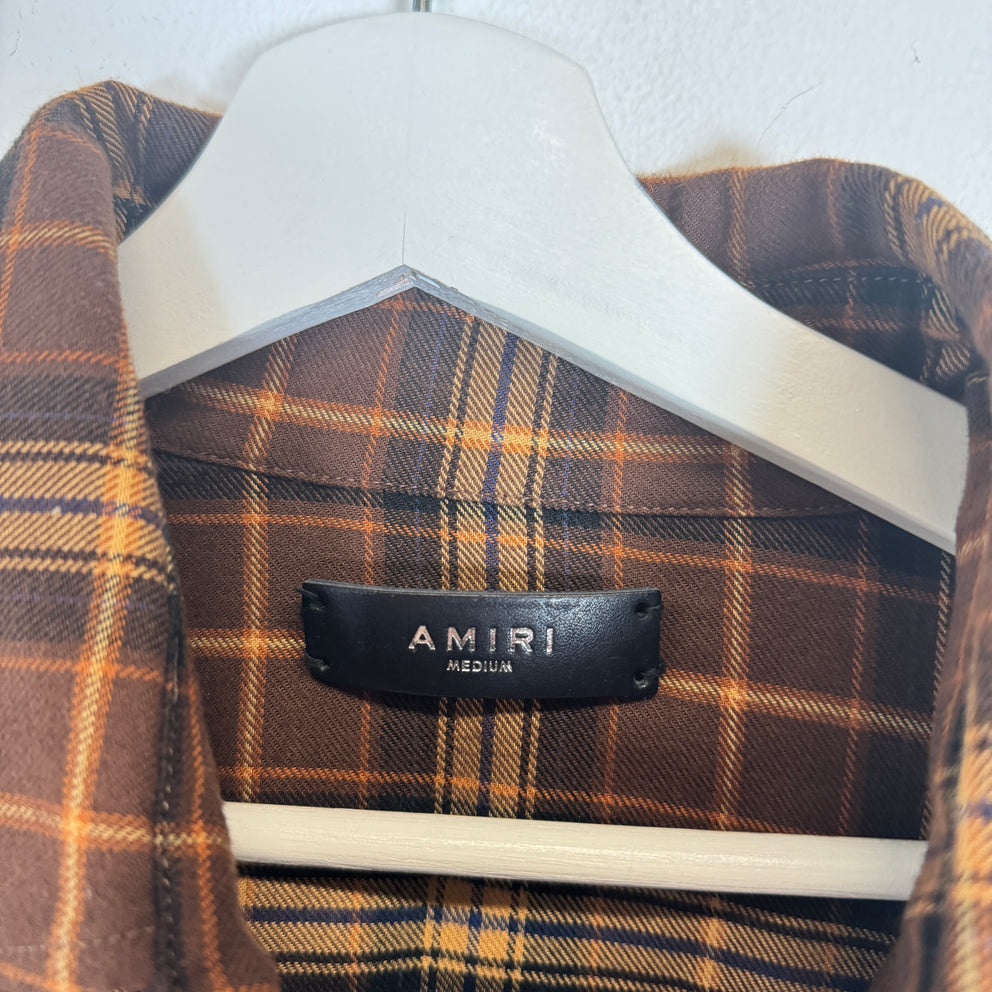 Amiri Brown Plaid Flannel Shirt Size M