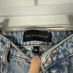 Who Decides War Red/Blue Mural Denim Jeans Size 36
