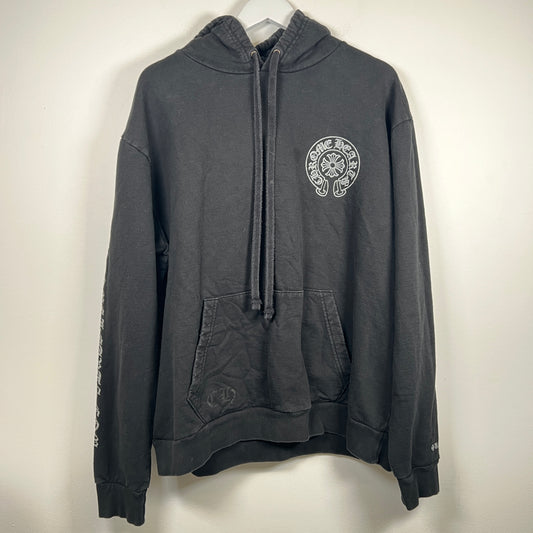 Chrome Hearts Black Glitter Horseshoe Hoodie Size L