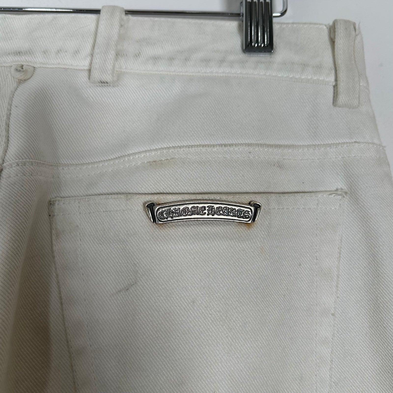 Chrome Hearts White Fleurknee Jeans Size 30