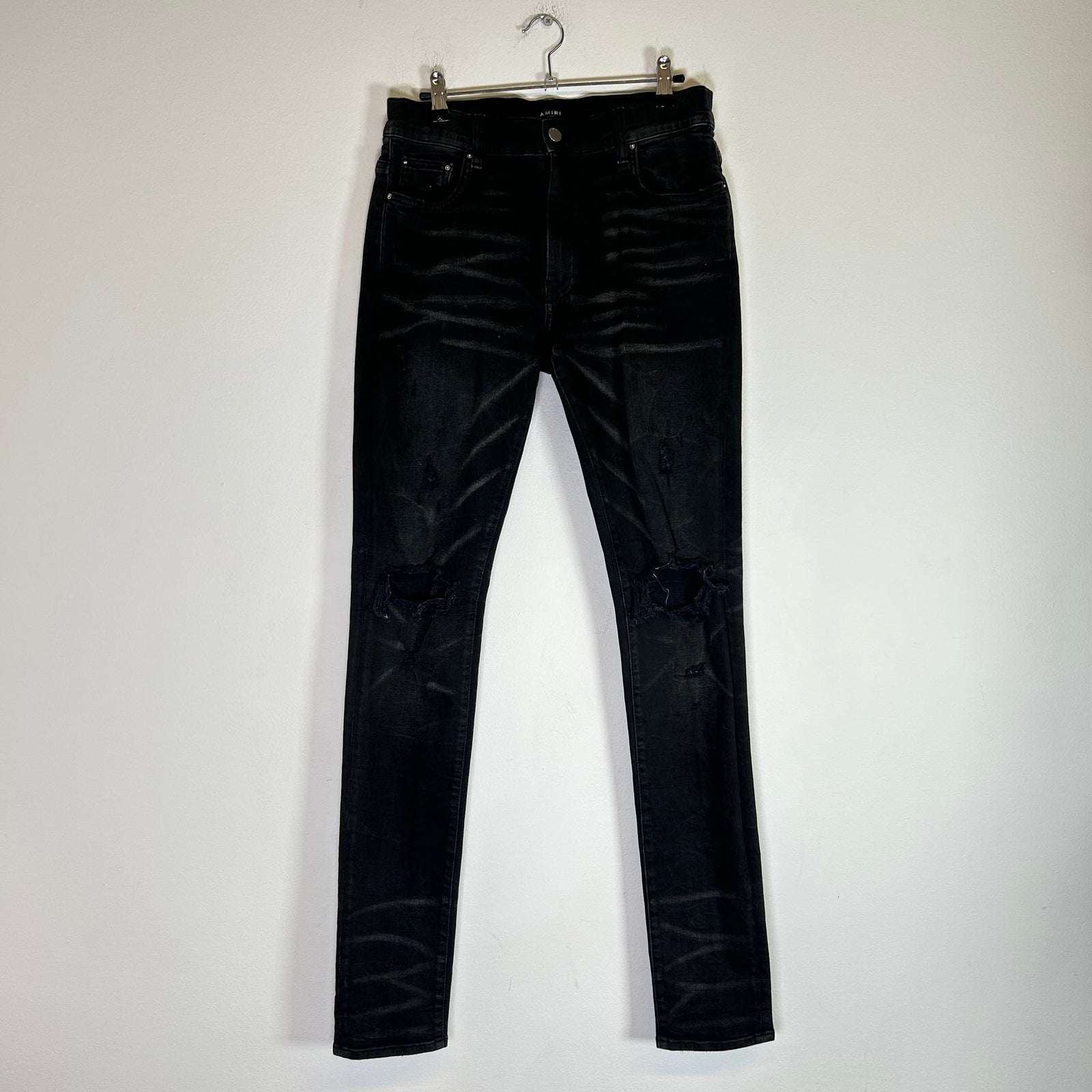 Amiri Black Washed Skinny Jeans Size 31