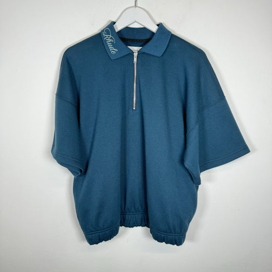 Rhude Navy Collar Spell-Out Quarter Zip Size M