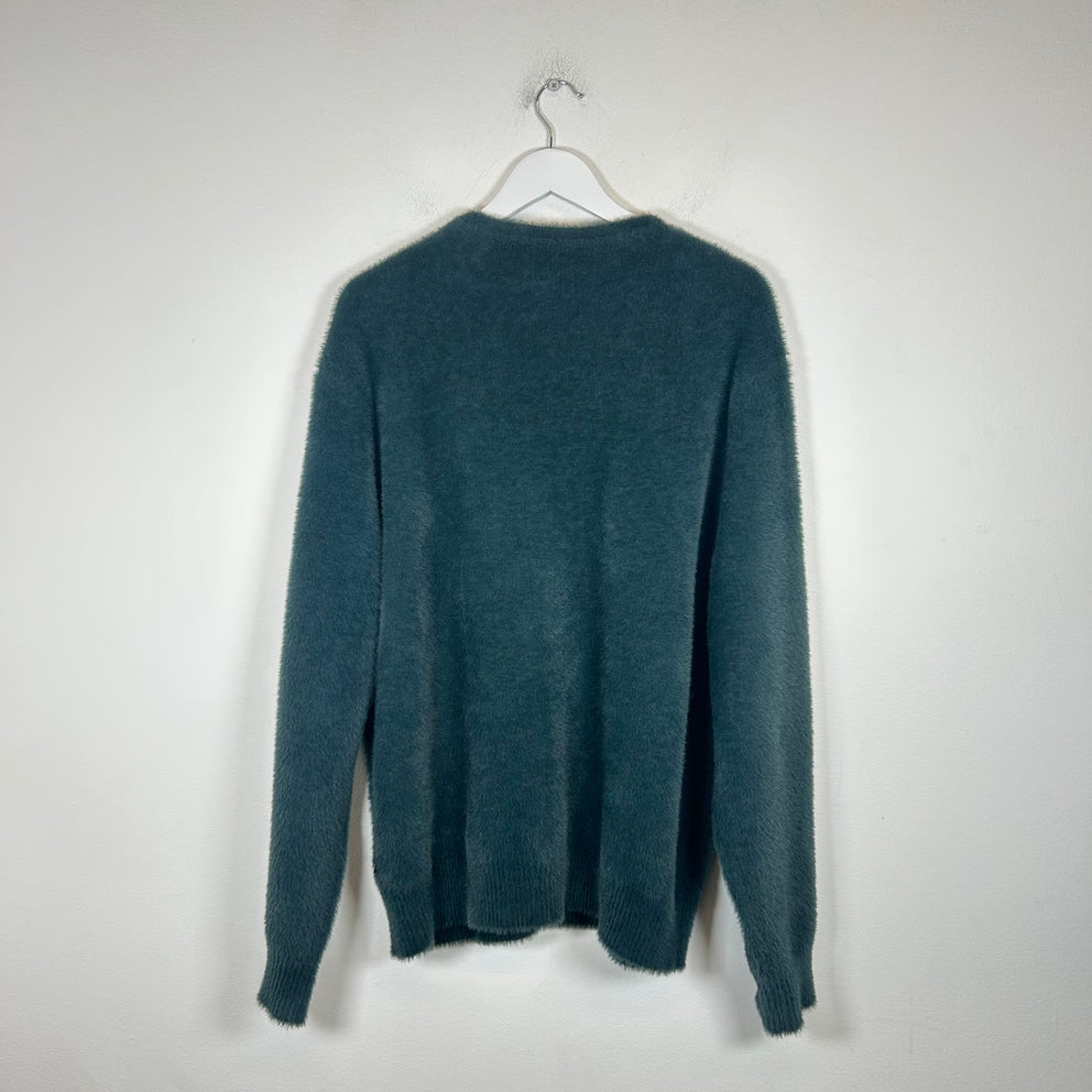 Stussy Teal Blue Fuzzy Cardigan Size L