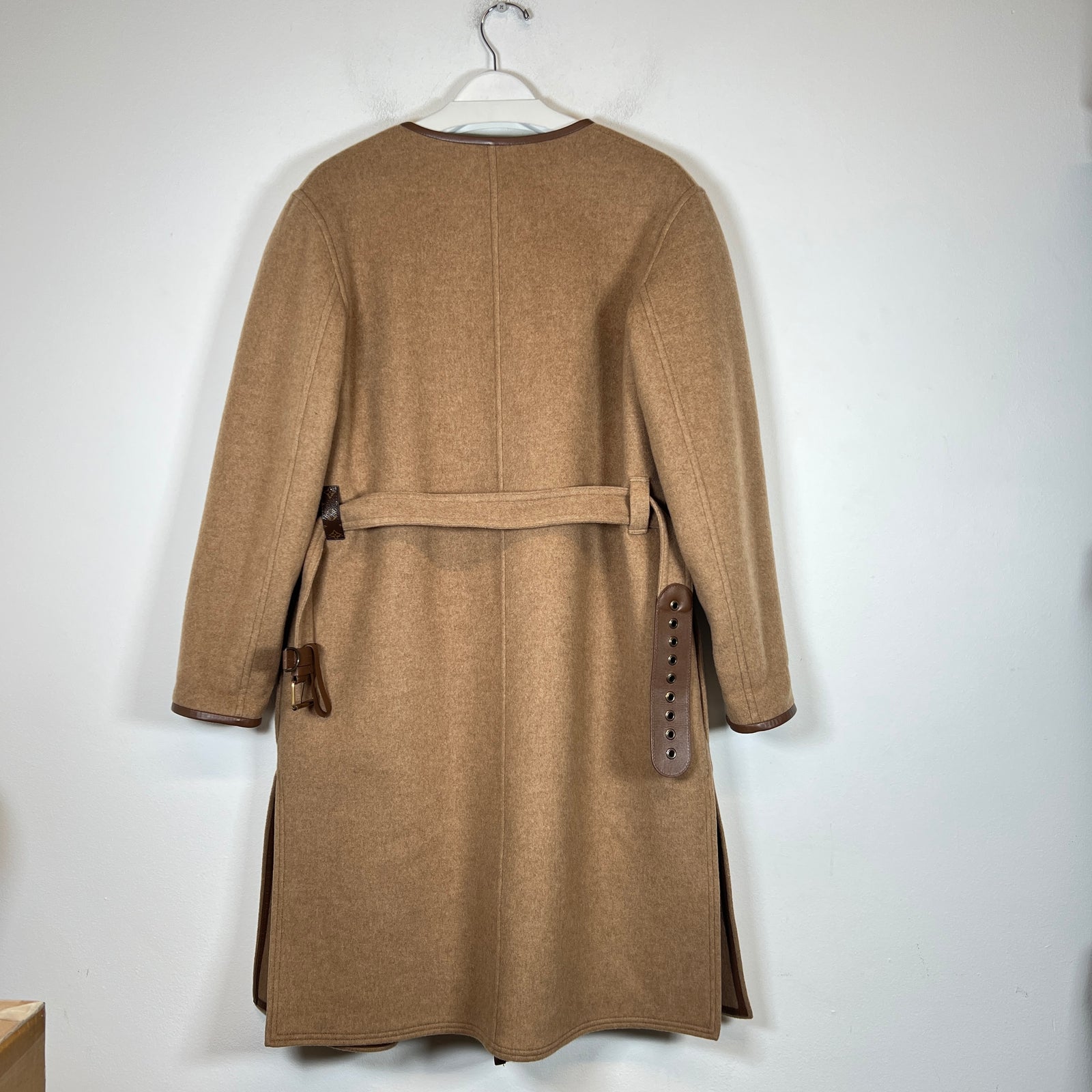 Louis Vuitton Brown Long Belted Cashmere Wrap Coat Size 36