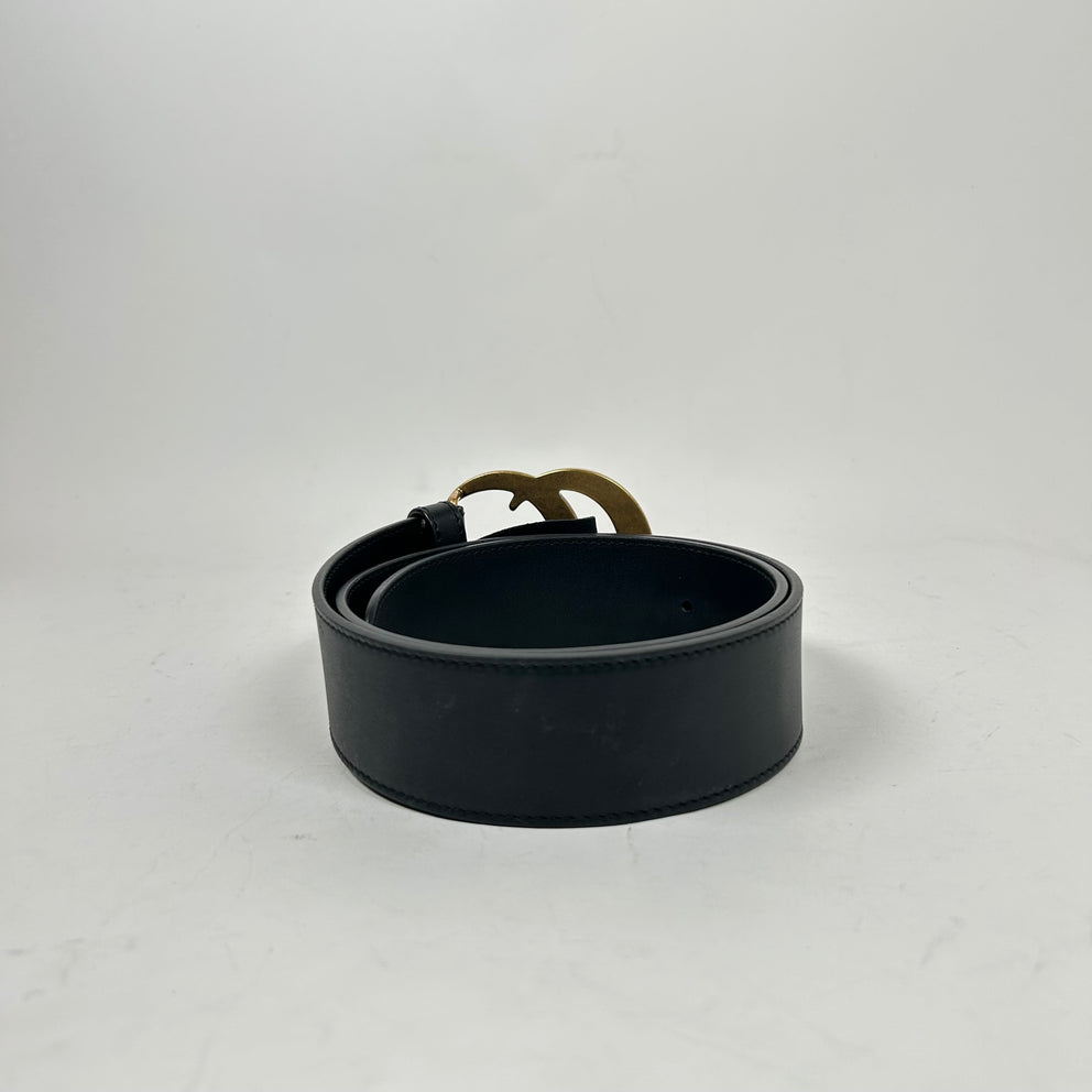 Gucci Black/Gold Large GG Belt Size 70
