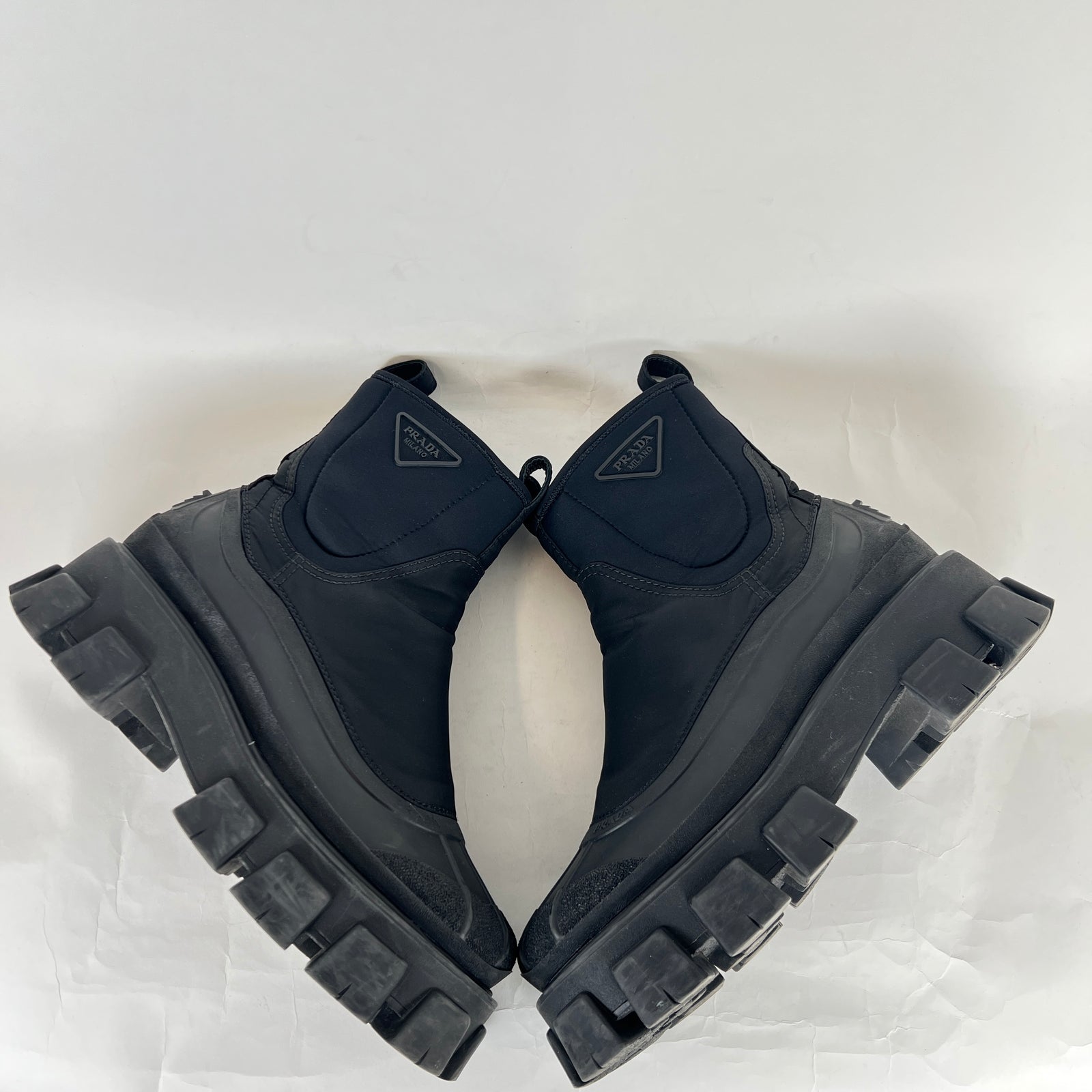 Prada Black Monolith Ankle Boot Size 10.5