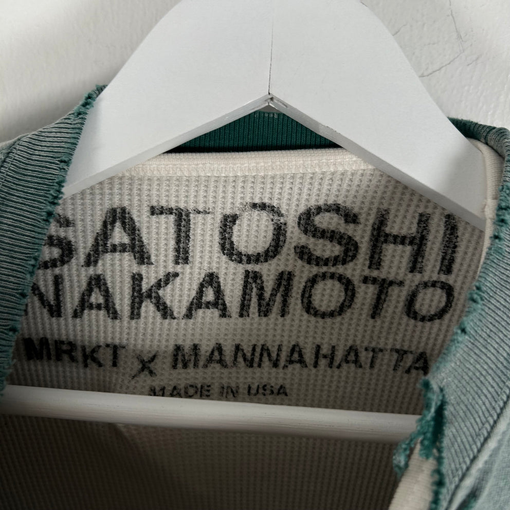 Satoshi Nakamoto Green Distressed Luke Thermal T-Shirt Size S